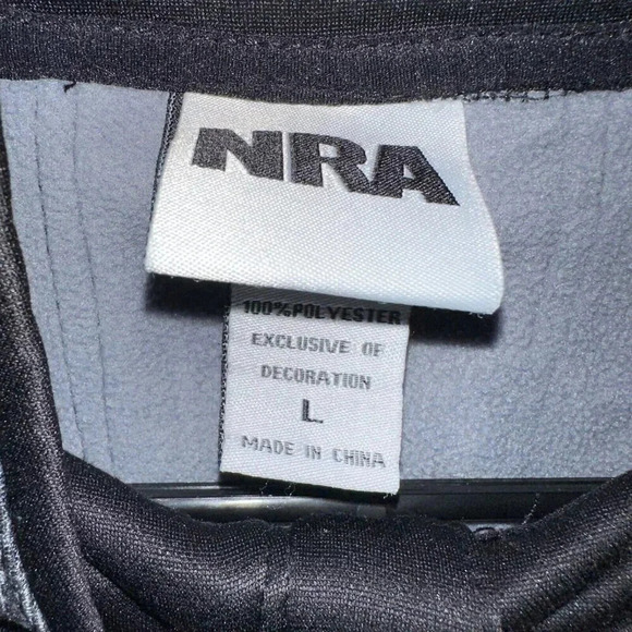 NRA Men's Large 1/4 Zip Fleece Pullover Black Gray Jacket Shirt Long Sleeve - Picture 2 of 5